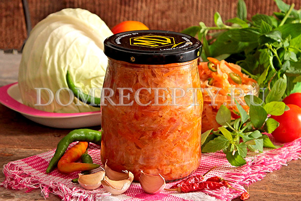 Салат из капусты с помидорами и перцем на зиму